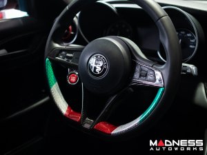 Alfa Romeo Giulia Interior Trim - Carbon Fiber - Steering Wheel Side Trim Kit - Pre '20 - Italian Theme - Feroce Carbon Alfa Romeo Giulia Interior Trim - Carbon Fiber - Steering Wheel Side Trim Kit - Pre '20 - Italian Theme - Feroce Carbon